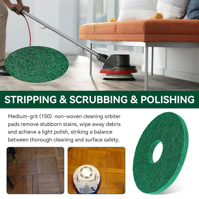 KEYDINHT 437.056 Cleaning Orbiter Pads for 550Mc Orbiter Hard Floor Machine, 12" Commercial Floor Scrubber Pads Polish Pads -to Daily Heavy-Duty Cleaning and Light Stripping, Non Woven, Greens, 2 PC - Image 3